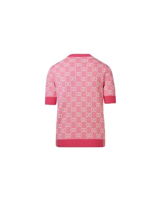 Gucci Pink (Wmns) Gg Wool-Blend Pearl Cotton Sweater For