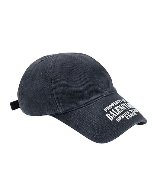 Balenciaga Black Property Of Embroidered Denim Ball Cap