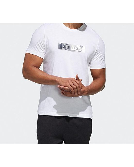 Adidas White Mh Gfx T Lng Printing Short Sleeve for men