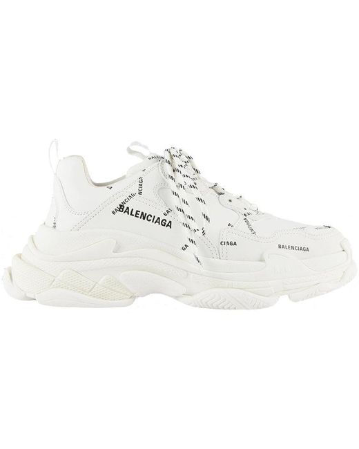Balenciaga White Triple S Sneaker 'Allover Logo for men