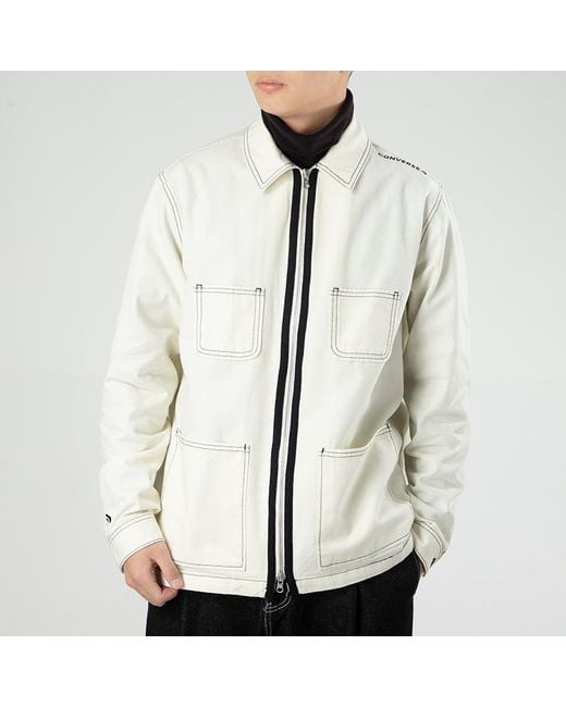 Converse White Pocket Woven Long Sleeves Jacket for men
