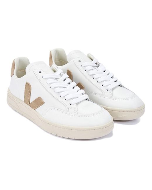Veja White V-12 Leather 'Extra Dune'