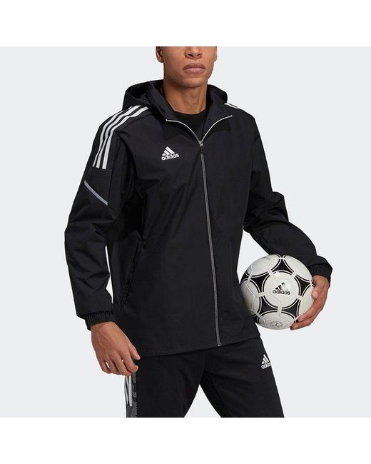 Adidas Black Con21 Aw Jkt Soccer/Football Sports Hooded Jacket for men