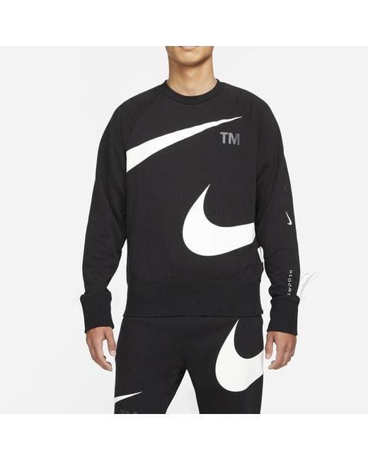 Nike Blue Swoosh Ft Crew Large Logo Printing Knit Round Neck Pullover Autumn for men