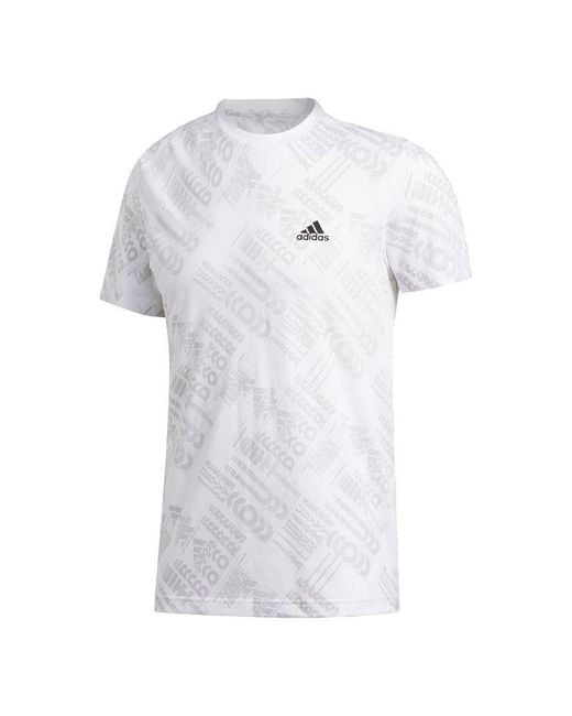 Adidas White Gfx Aop Tee Outdoor Sports Full Print Knit Short Sleeve for men