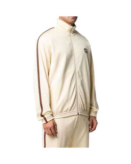 Gucci Natural Chest Logo Zip Jacket White for men