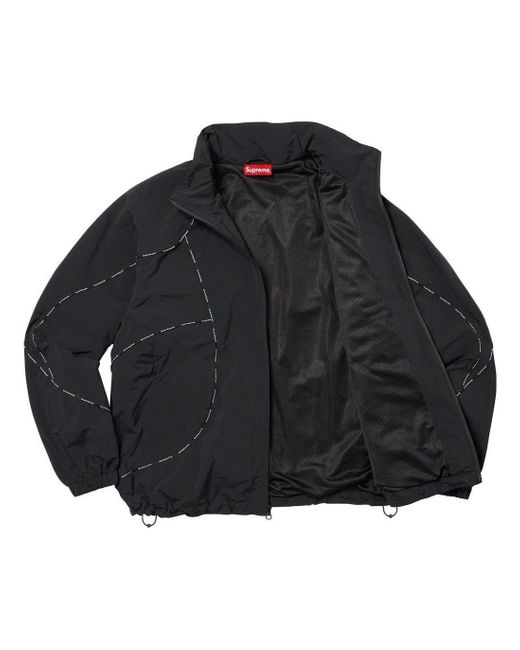 Supreme Logo Piping Hooded Track Jacket in Black for Men | Lyst UK