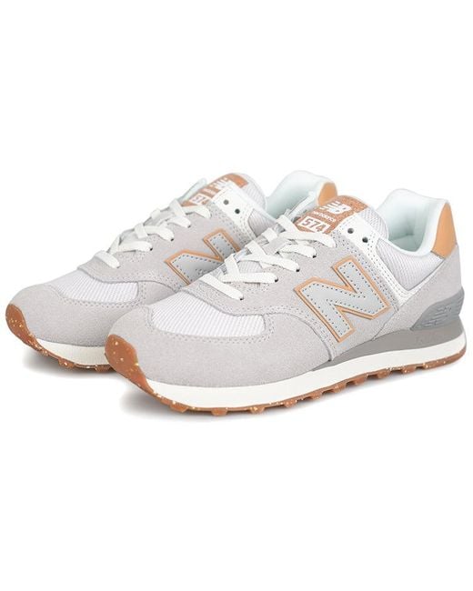 New Balance White 574 'Rain Cloud Maple' for men
