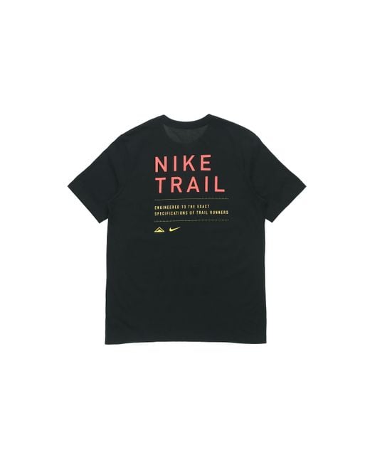 Nike Black Dri-Fit Trail Logo Printed Sports Tee for men