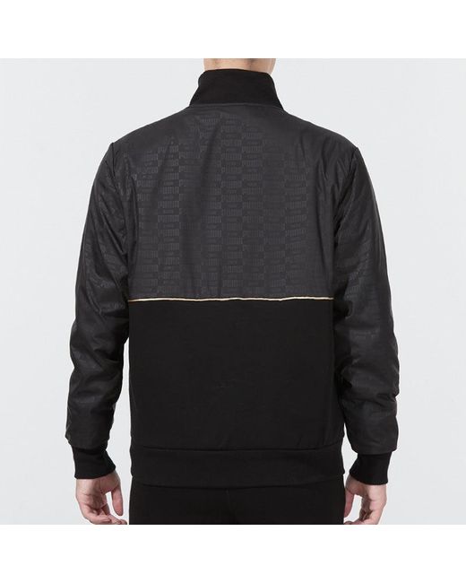 PUMA Black Luxe Jacket Logo Casual Sports Knit Stand Collar Asia Sizing for men