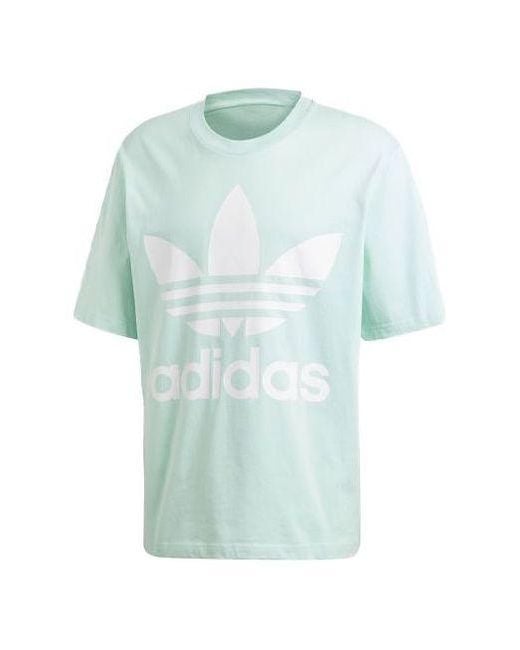 Adidas Blue Originals Large Logo Printing Round Neck Short Sleeve Mint for men
