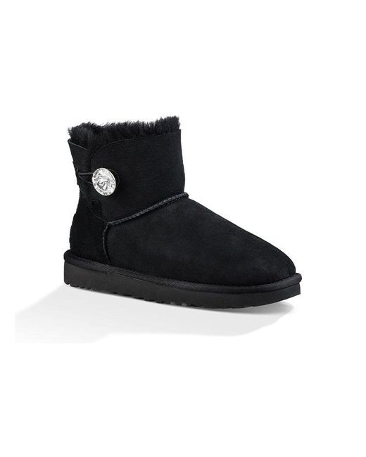 Ugg Black (Wmns) Mini Bailey Button Bling Fleece Lined