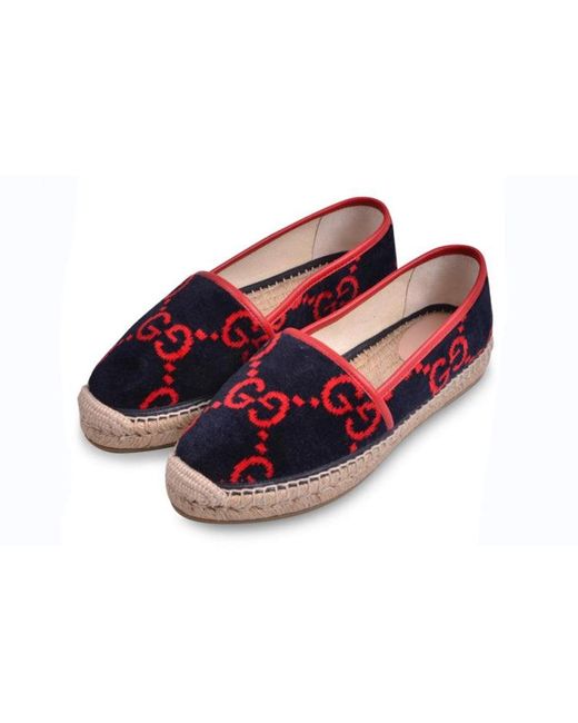 Gucci Red (Wmns) Gucc Espadrilles Terry Cloth Gg Monogram
