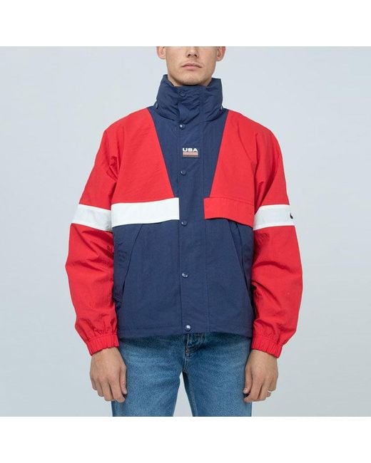 Nike Blue Lab Swoosh Stripe Splicing Storage Simple Colorblock Hooded Jacket 'University Midnight' for men