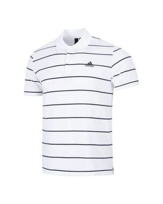 Adidas White Stripe Small Label Athleisure Casual Sports Short Sleeve Polo Shirt for men