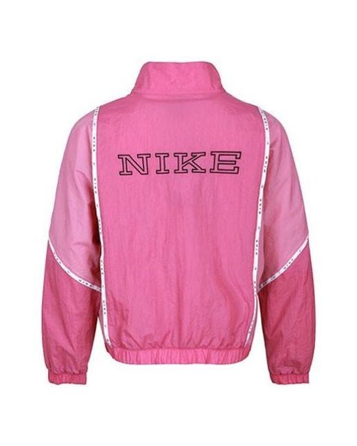 Nike Pink (Wmns) Sportswear Zipper Splicing Contrasting Colors Woven Jacket