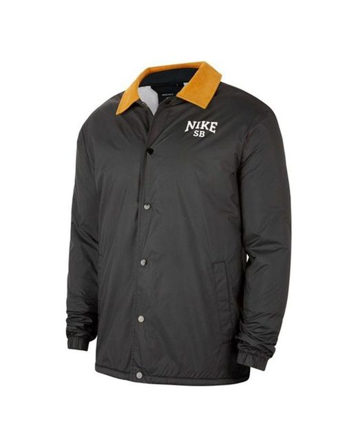 Nike Black Sb Logo Printing Fleece Lined Stay Warm Corduroy Colorblock Skateboard Jacket for men
