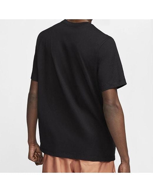 Nike Black Sportswear Classic National Flag Logo Printing Short Sleeve for men