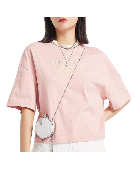 Li-ning Pink Sports Fashion Series Loose Sleeve Tee