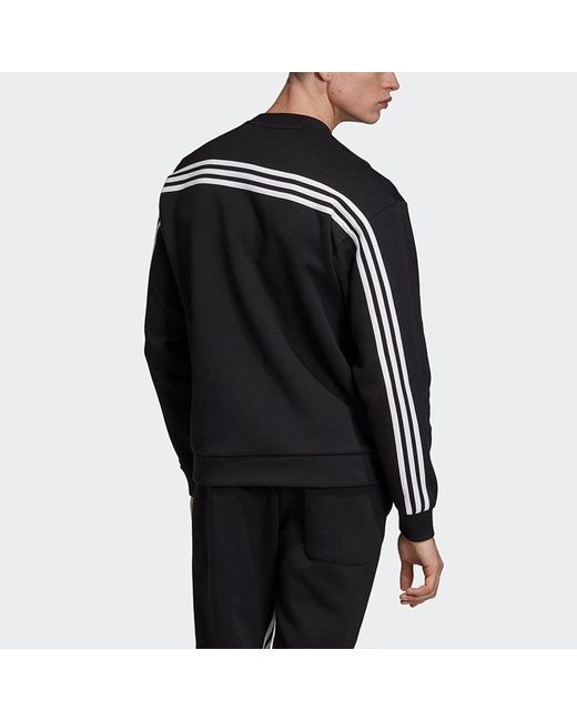 Adidas Black Mh 3S Crew Casual Sports Solid Color Round Neck for men