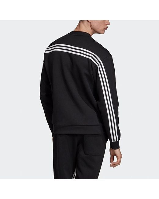 Adidas Black Mh 3S Crew Casual Sports Solid Color Round Neck for men