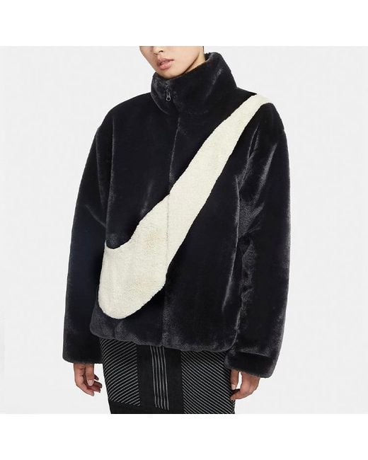 Nike Black (Wmns) Sportswear Swoosh Large Logo Stay Warm Lamb's Wool Stand Collar Jacket Autumn Asia Edition
