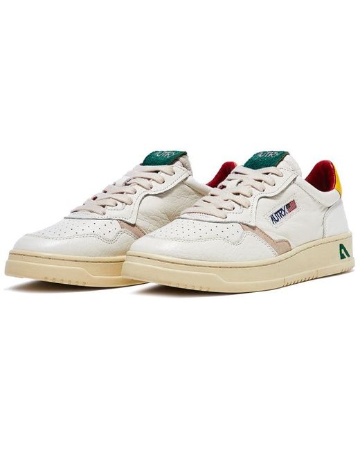 Autry White Medalist Low Leather And Suede Logo for men