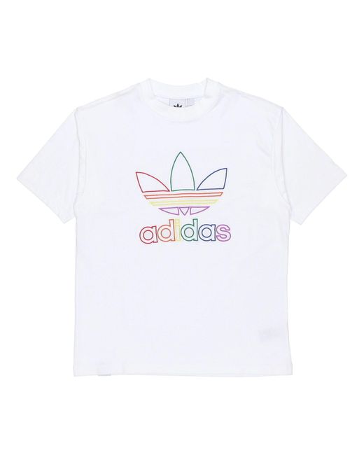 Adidas White Originals Pride Tee Logo Short Sleeve for men