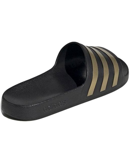 Adidas Black Adilette Aqua Slides Metallic' for men