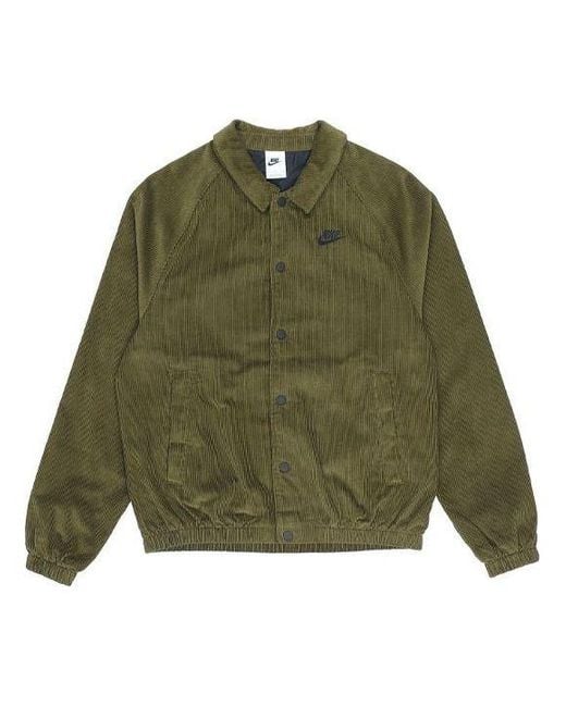Nike Green Stack Logo Casual Corduroy Jacket Autumn for men