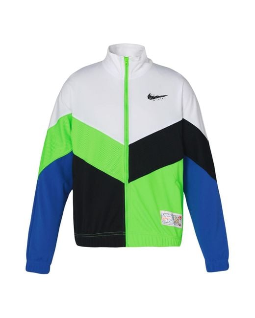 Nike Green Contrasting Colors Logo Athleisure Casual Sports Loose Jacket for men