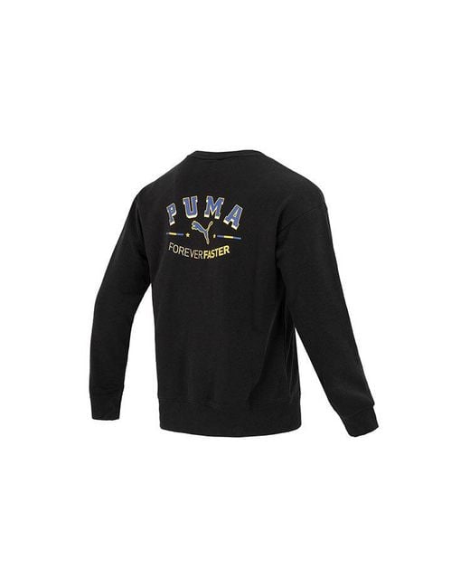 PUMA Black Team Crew Graphic Sweater for men