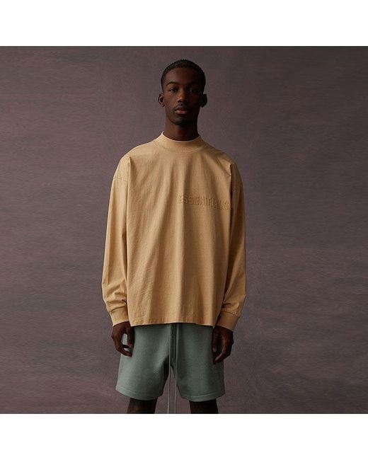 Fear Of God Natural Ss23 Long Sleeve Logo Tee 'Sand' for men