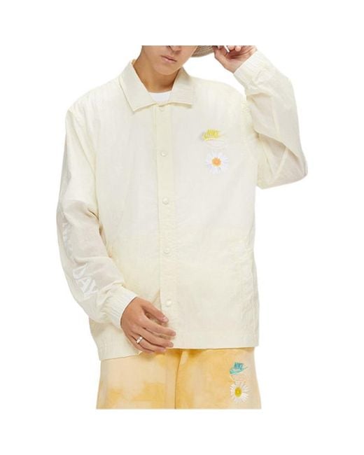 Nike Natural Retro Embroidered Daisy Long Sleeves Autumn Coconut Milk Shirt for men