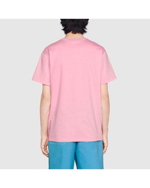 Gucci Pink Ss21 G Printing Cotton Short Sleeve for men