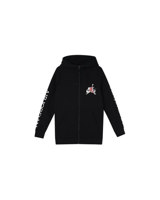 Nike Black Jumpman Classics Logo Casual Sports Breathable Hoodie Jacket for men