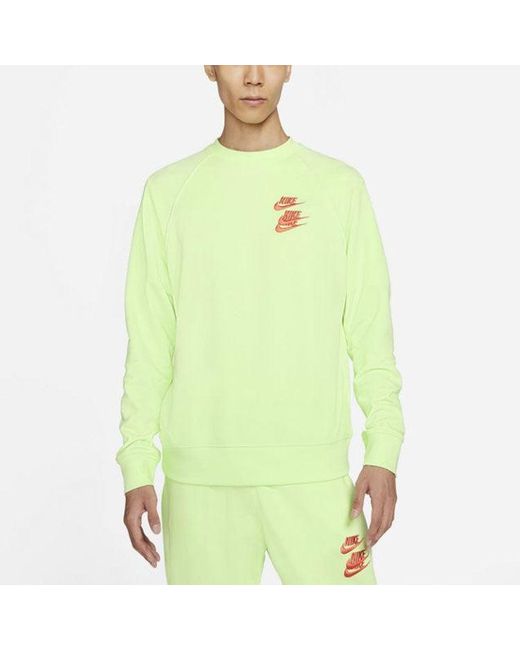 Nike Green Embroidered Logo Round Neck Pullover for men