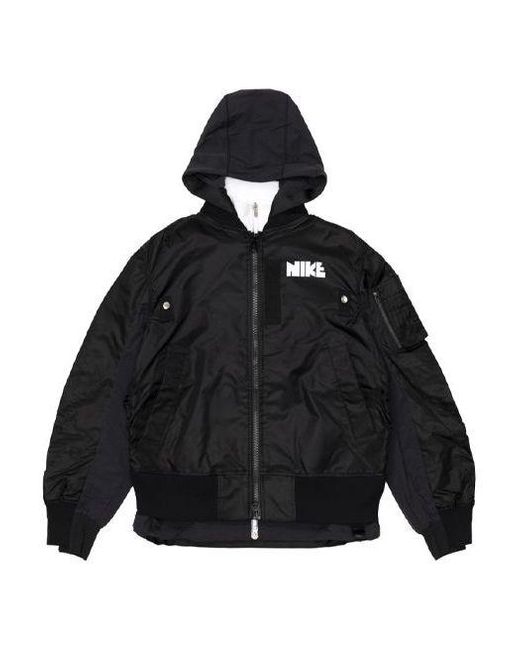Nike Black X Sacai Double Layer Contrasting Hooded Jacket Asia Sizing for men