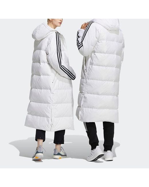 Adidas Blue 3St Long Coat Outdoor Sports Hooded Stay Warm Down Jacket