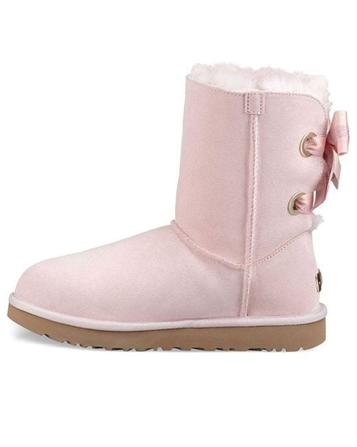 Ugg Pink (Wmns) Customizable Bailey Bow Short Fleece Lined
