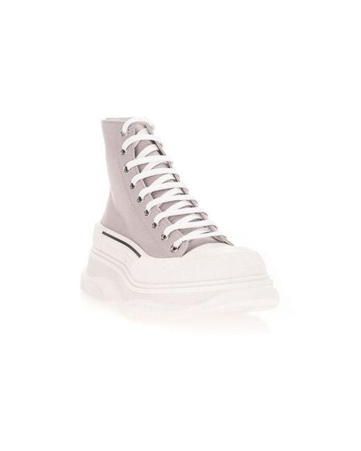 McQueen Gray Canvas Tread Slick High Top Sneakers for men