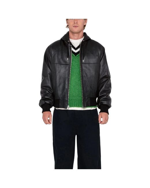 Stussy Black Ss Link Leather Bomber for men