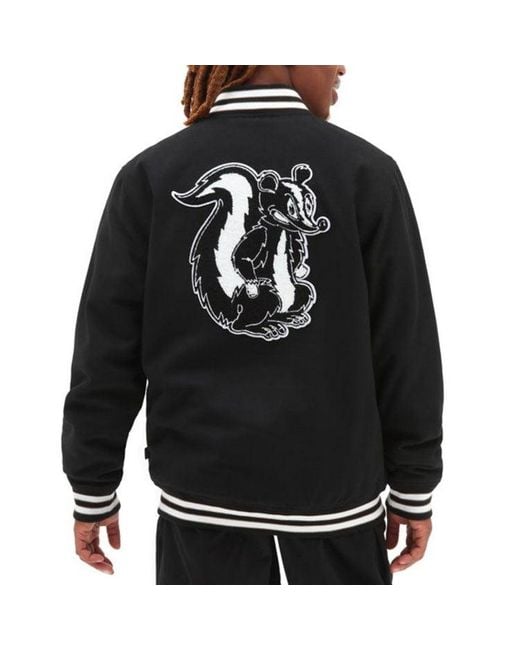 Vans Black Checkerboard Research Varsity Jacket for men