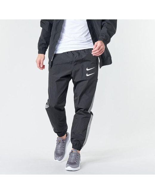Nike Black Sportswear Swoosh Woven Pants For for men