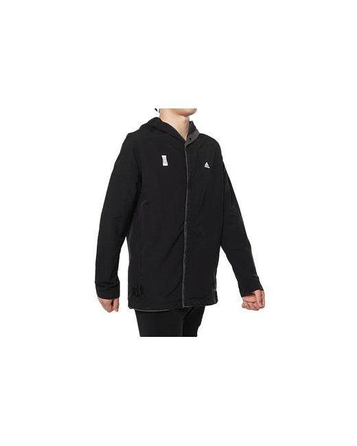 Adidas Black Sports Zipper Woven Long Sleeves Logo Jacket for men