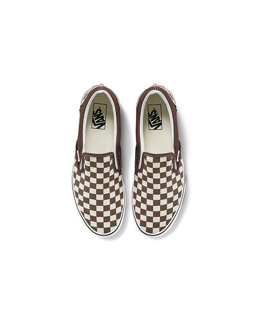 Vans Brown Classic Slip-On 'Checkerboard for men
