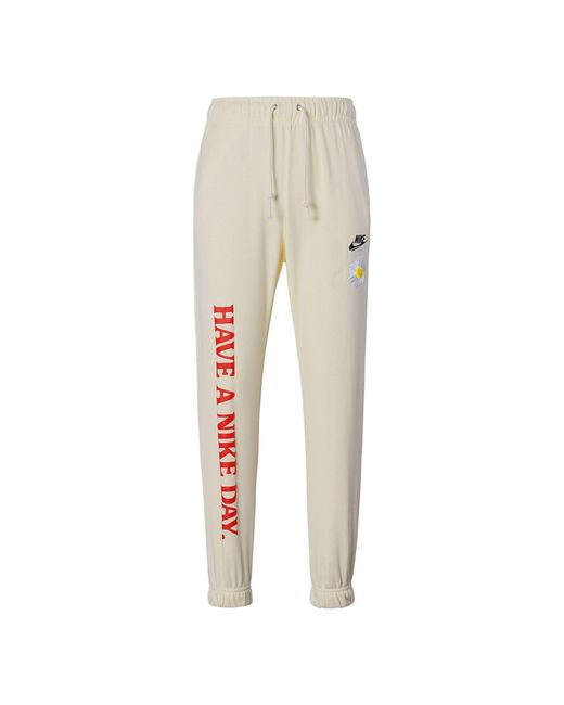 Nike Natural Alphabet Printing Daisy Sports Pants/Trousers/Joggers Creamy for men