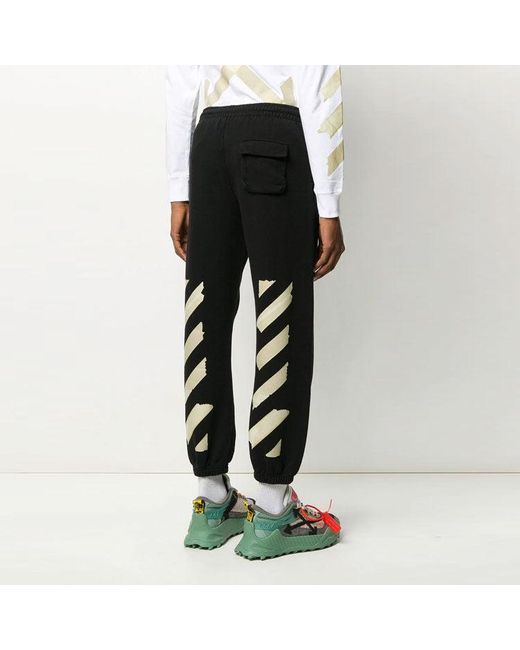 Off-White c/o Virgil Abloh Black Rubber Strap Stripe Sports Pants for men