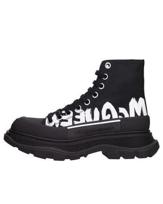 McQueen Black (Wmns) Tread Slick Graffiti Logo Boots