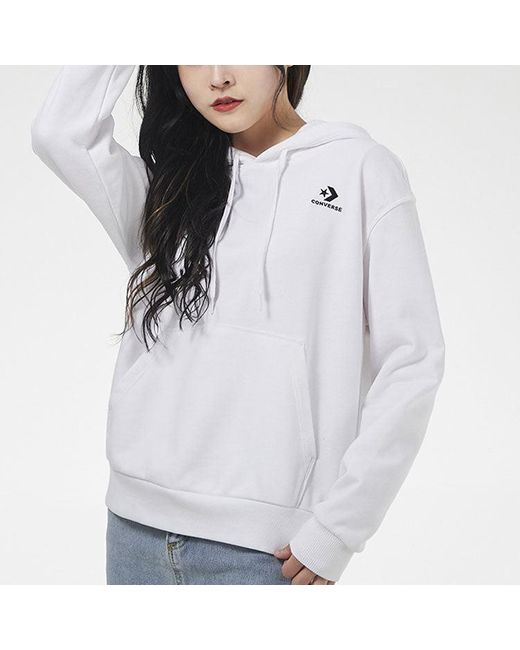 Converse Gray (Wmns) Small Logo Long-Sleeve Hooded Sweater